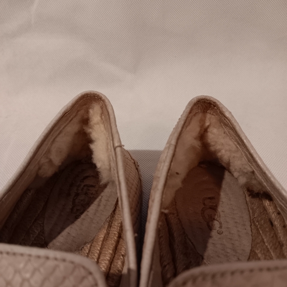 UGG Womens 9 Esparadille Tan Leather Sandrinne Snakeskin Emboss Shoes - Picture 9 of 13